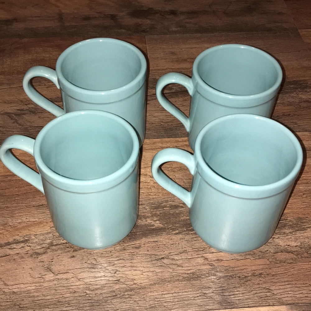 Kate Spade x Lenox Aqua/Tiffany Blue Ceramic Mugs  Set of 4 Light Blue Green